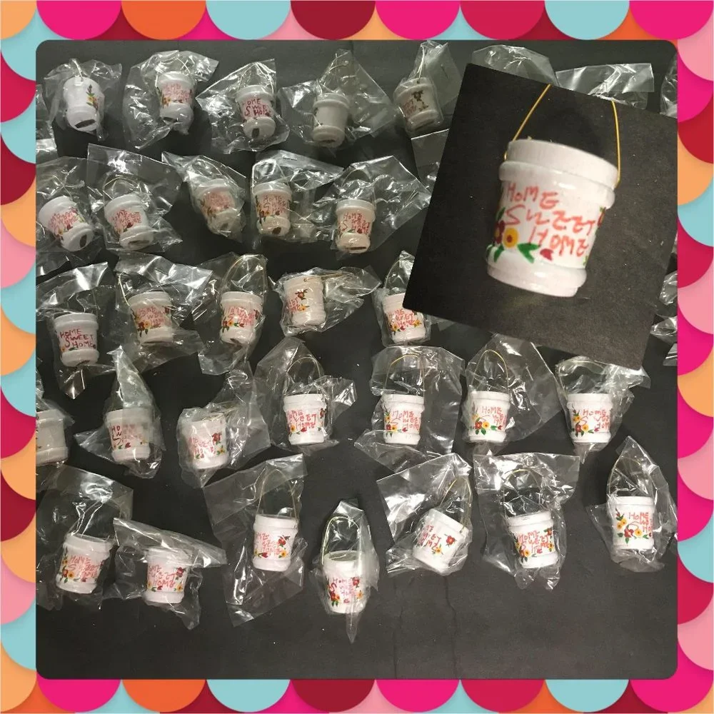 NEW 45 miniature Home Sweet Home decoration buckets 1 inch great for realtor